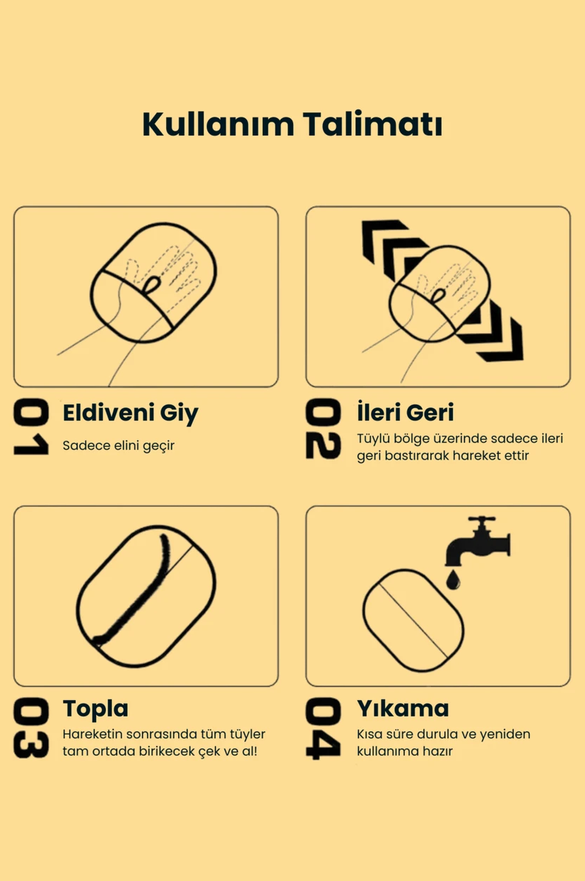 KEDİ KÖPEK TÜY ALICI ÇİFT TARAFLI ELDİVEN